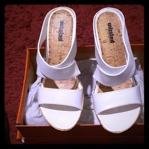 White sandal wedges